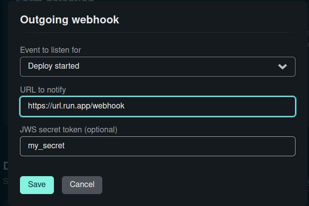 Outgoing webhook