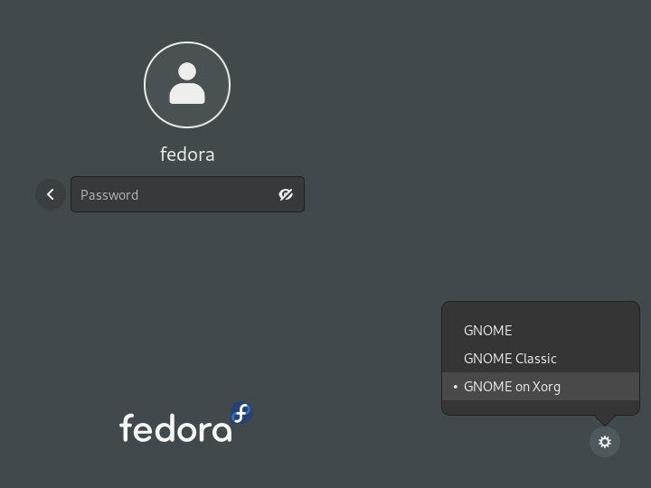 Gnome Login Screen