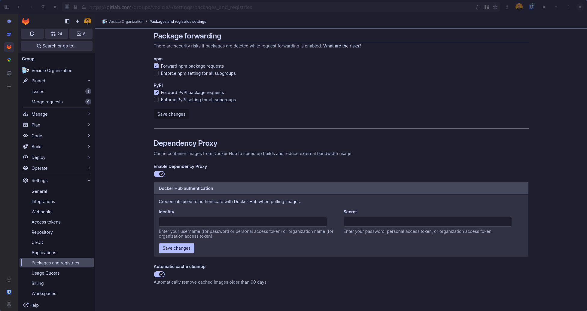 Settings in GitLab
